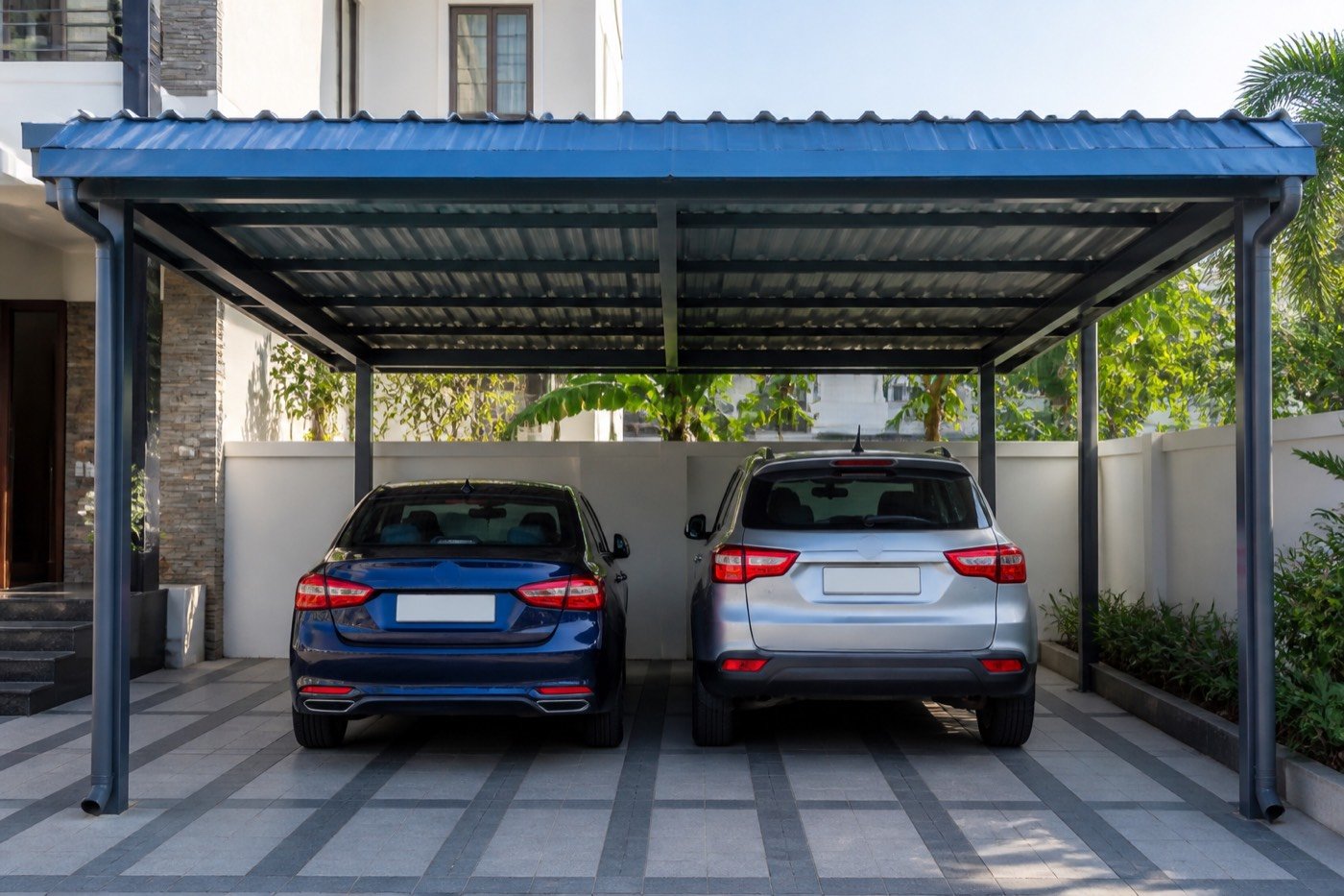 Tin shade parking canopy in Ghaziabad Noida Meerut Hapur Bulandshahr